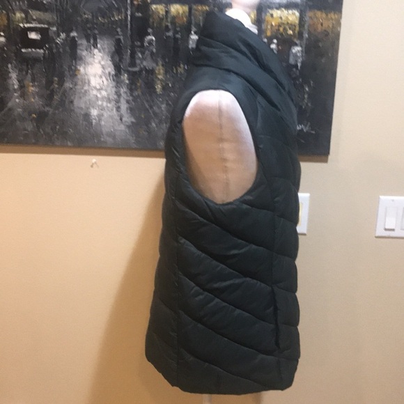 Nicole Miller Original Green Asymmetrical Quilted Vest Snap Closure Pockets-L - Picture 3 of 10